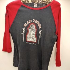 Vlad Tepes Dracula Goth Red & Black Baseball Shirt